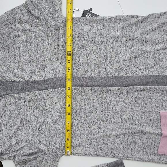 La Vie en Rose Open Front Hooded Cardigan Heathered Grey Pin Pockets Size XS / S - Picture 13 of 14